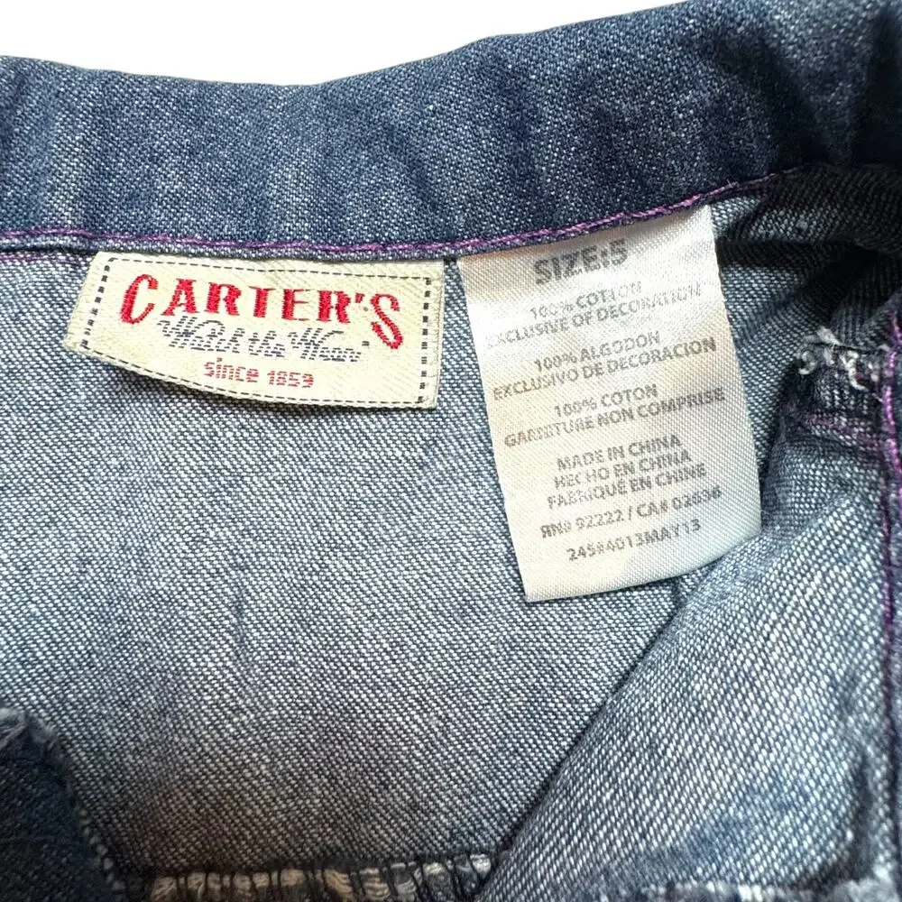 Carter's Embroidered Flower Denim Dress 5